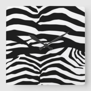 Zwarte en witte zebrastrepen vierkante klok