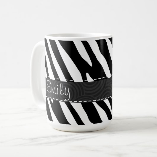 Zwarte en witte zebrastripes koffiemok (Voorkant links)