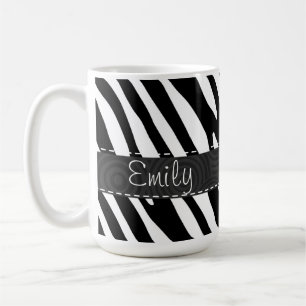 Zwarte en witte zebrastripes koffiemok