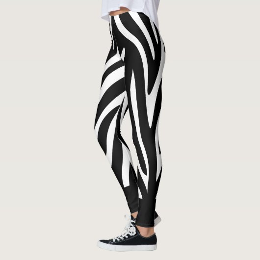 Zwarte en witte zebrastripes met vaste vaste vaste leggings (Links)