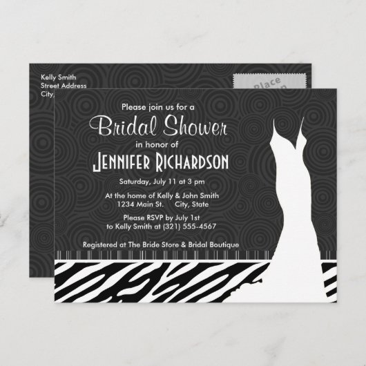 Zwarte en witte zebrastripes uitnodiging briefkaart (Voorkant / Achterkant)