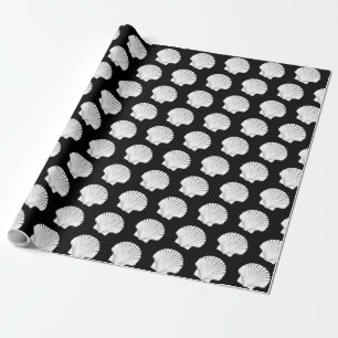 Zwarte en Witte Zeeschelpen Cadeaupapier