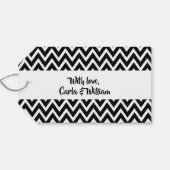 Zwarte en witte Zigzag Happy Birthday op maat Cadeaulabel (Achterkant Horizontaal)