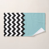 Zwarte en witte zigzag Patroon, Chevron, blauw Bad Handdoek (Handdoek)