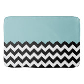 Zwarte en witte zigzag Patroon, Chevron, blauw Badmat (Voorkant)