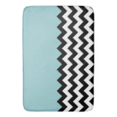 Zwarte en witte zigzag Patroon, Chevron, blauw Badmat (Voorkant Verticaal)