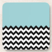 Zwarte en witte zigzag Patroon, Chevron, blauw Bier Onderzetter (Voorkant)