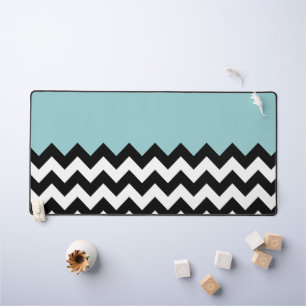 Zwarte en witte zigzag Patroon, Chevron, blauw Bureaumat