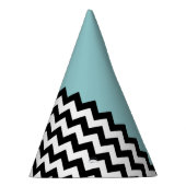 Zwarte en witte zigzag Patroon, Chevron, blauw Feesthoedjes (Rechts)
