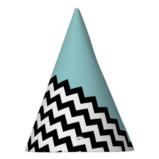 Zwarte en witte zigzag Patroon, Chevron, blauw Feesthoedjes (Rechts)