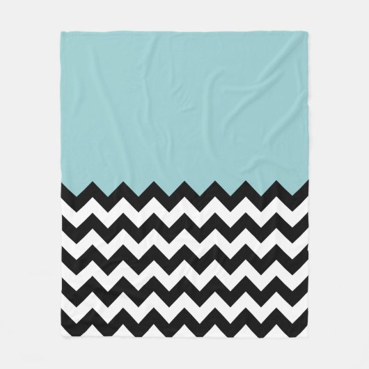 Zwarte en witte zigzag Patroon, Chevron, blauw Fleece Deken (Voorkant)