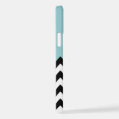 Zwarte en witte zigzag Patroon, Chevron, blauw iPhone Hoesje (Rechterkant)