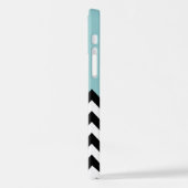 Zwarte en witte zigzag Patroon, Chevron, blauw iPhone Hoesje (Linkerkant)