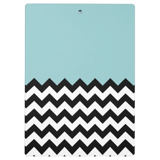 Zwarte en witte zigzag Patroon, Chevron, blauw Klembord (Achterkant)