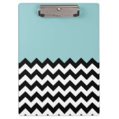Zwarte en witte zigzag Patroon, Chevron, blauw Klembord (Voorkant)