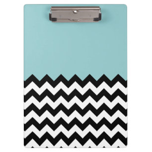 Zwarte en witte zigzag Patroon, Chevron, blauw Klembord