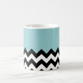 Zwarte en witte zigzag Patroon, Chevron, blauw Koffiemok (Center)