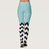 Zwarte en witte zigzag Patroon, Chevron, blauw Leggings (Achterkant)