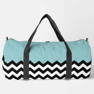 Zwarte en witte zigzag Patroon, Chevron, blauw Plunjezak