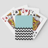 Zwarte en witte zigzag Patroon, Chevron, blauw Pokerkaarten (Achterkant)