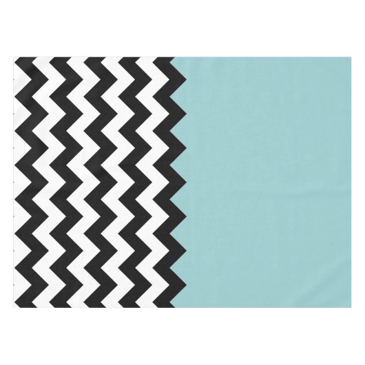 Zwarte en witte zigzag Patroon, Chevron, blauw Tafelkleed (Voorkant (Horizontaal))