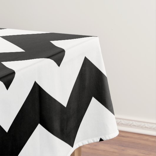 Zwarte en witte zigzag Patroon, Chevron, blauw Tafelkleed (Voorbeeld)