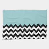 Zwarte en witte zigzag Patroon, Chevron, blauw Theedoek (Horizontaal)