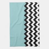 Zwarte en witte zigzag Patroon, Chevron, blauw Theedoek (Verticaal)