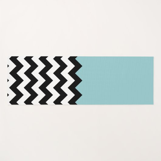 Zwarte en witte zigzag Patroon, Chevron, blauw Yogamat (Voorkant (horizontaal))