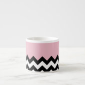 Zwarte en witte zigzag Patroon, Chevron, Roze Espresso Kop (Voorkant)