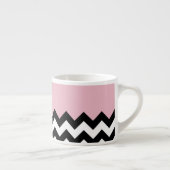 Zwarte en witte zigzag Patroon, Chevron, Roze Espresso Kop (Rechts)