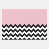 Zwarte en witte zigzag Patroon, Chevron, Roze Inpakpapier Vel (Voorkant)