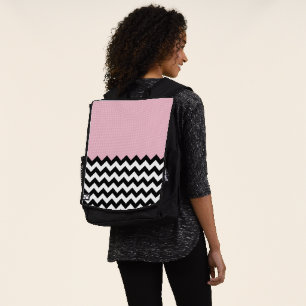 Zwarte en witte zigzag Patroon, Chevron, Roze Rugtassen