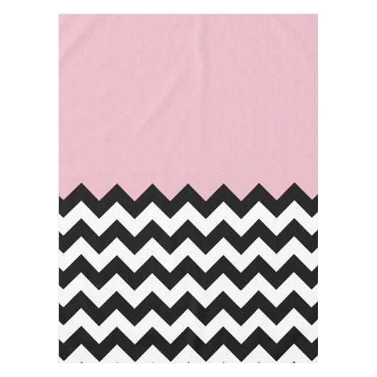 Zwarte en witte zigzag Patroon, Chevron, Roze Tafelkleed (Voorkant)