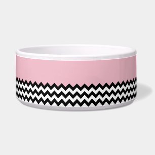 Zwarte en witte zigzag Patroon, Chevron, Roze Voerbakje