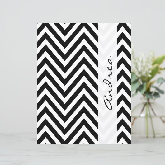 Zwarte en witte zigzag Patroon, Jouw naam (Staand voorkant)