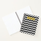 Zwarte en witte zigzag Patroon, Jouw naam Notitieboek (Binnen)