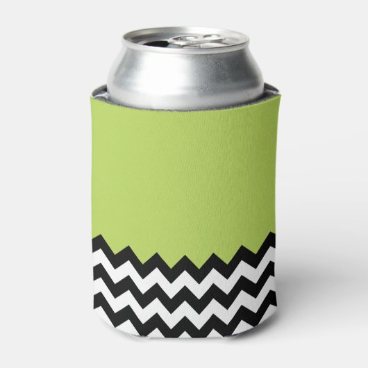 Zwarte en witte zigzag Pattern, Chevron, Green Blikjeskoeler (Blikje Voorkant)