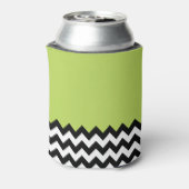 Zwarte en witte zigzag Pattern, Chevron, Green Blikjeskoeler (Blikje Achterkant)
