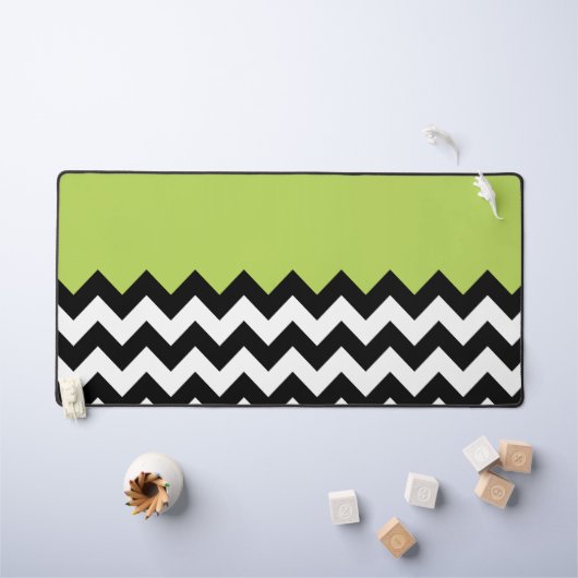 Zwarte en witte zigzag Pattern, Chevron, Green Bureaumat (Kindertafel)