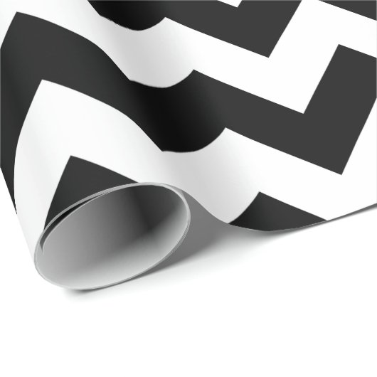 Zwarte en witte zigzag Pattern, Chevron, Green Cadeaupapier (Rol Hoek)