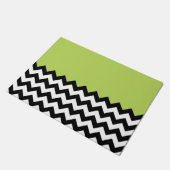 Zwarte en witte zigzag Pattern, Chevron, Green Deurmat (Schuin)