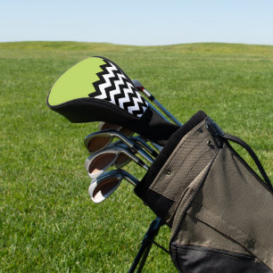 Zwarte en witte zigzag Pattern, Chevron, Green Golfheadcover