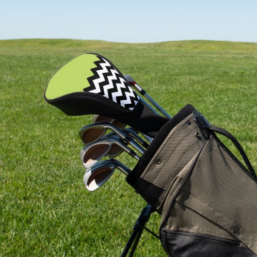 Zwarte en witte zigzag Pattern, Chevron, Green Golfheadcover (Insitu)