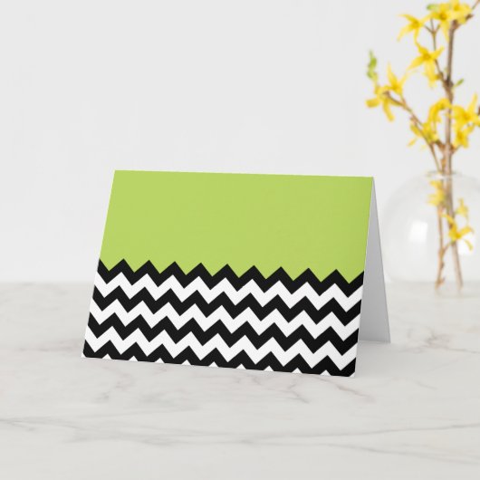 Zwarte en witte zigzag Pattern, Chevron, Green Kaart (Gele Bloem)