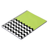 Zwarte en witte zigzag Pattern, Chevron, Green Notitieboek (Linkerzijde)