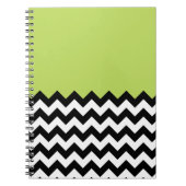 Zwarte en witte zigzag Pattern, Chevron, Green Notitieboek (Voorkant)