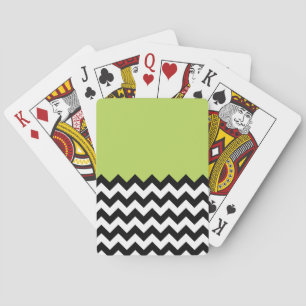 Zwarte en witte zigzag Pattern, Chevron, Green Pokerkaarten