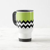 Zwarte en witte zigzag Pattern, Chevron, Green Reisbeker (Voorkant links)