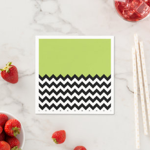Zwarte en witte zigzag Pattern, Chevron, Green Servet